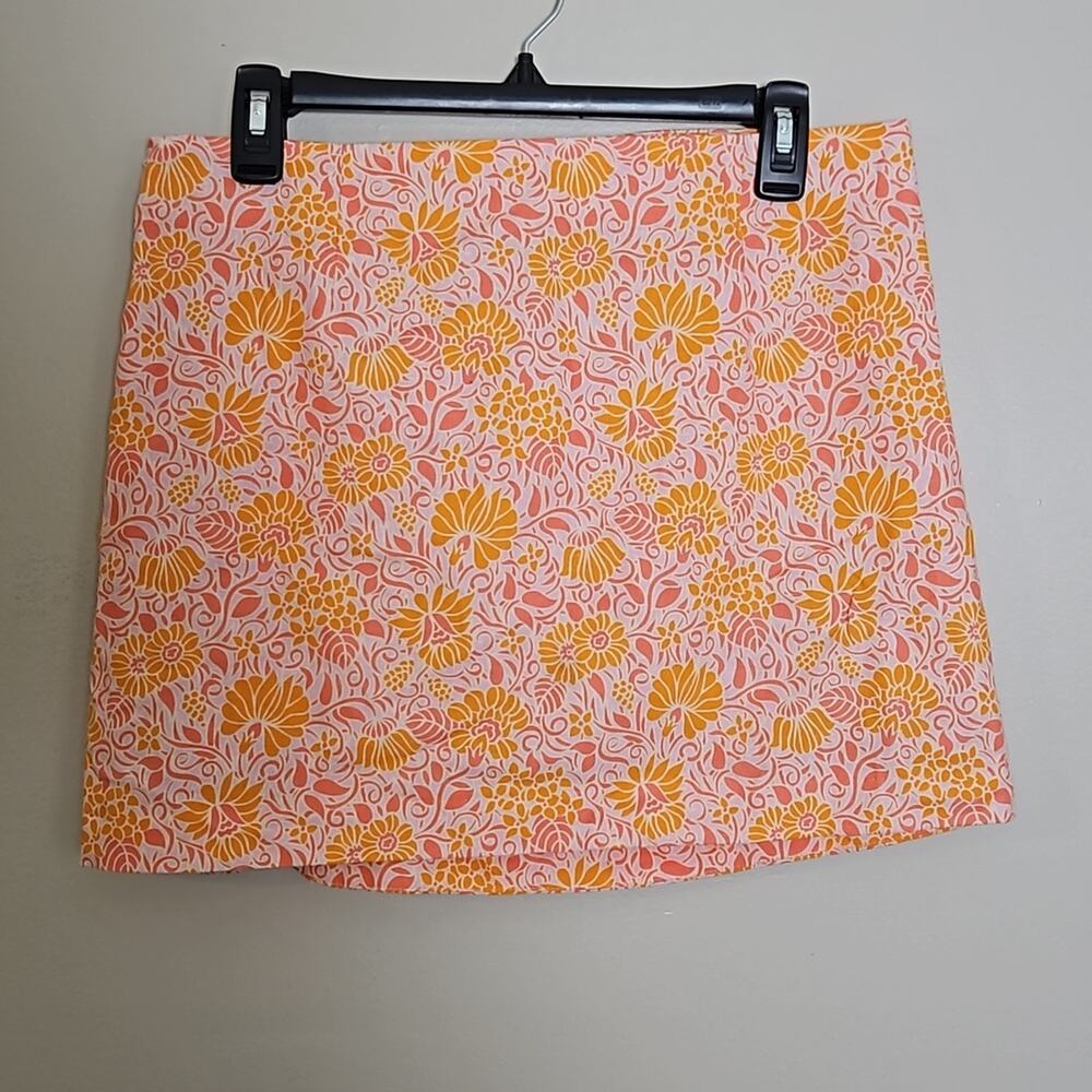 Zara Linen Blend Floral Mini Skirt Sz Large - Picture 6 of 10